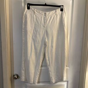 Madison White Linen Cropped Pants Sz 16